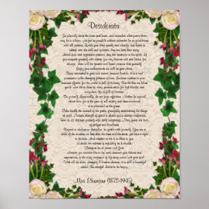 Desiderata "希望物"、散文エキゾチックな花 ポスター
