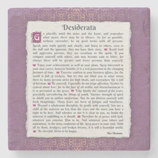 Desiderata – 望ましい事 ストーンコースター (正面)