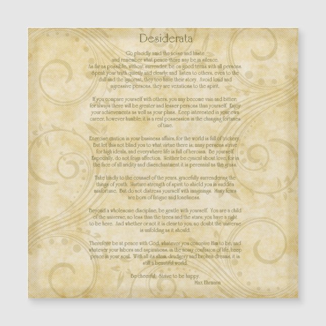 Desiderata by Max Ehrmann Magnet (正面)