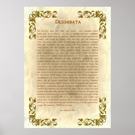 Desiderata by Max Ehrmann Poster ポスター (正面)