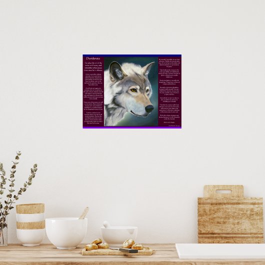 Desiderata by Max Ehrmann white wolf Posts ポスター (キッチン)
