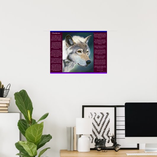 Desiderata by Max Ehrmann white wolf Posts ポスター (ホームオフィス)