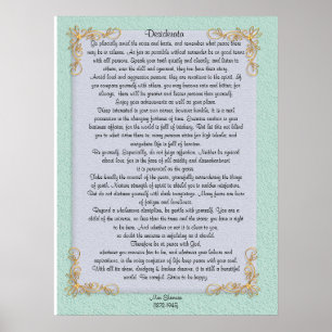 Desiderata "desired things"、カスタマイズ可能な色 ポスター