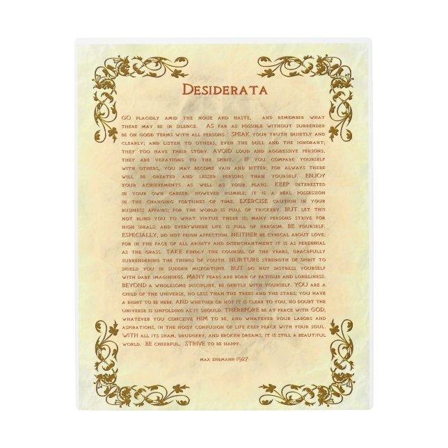 DESIDERATA (DESIRED THINGS)金ゴールドフィリグリー・トリム メタルプリント (正面)