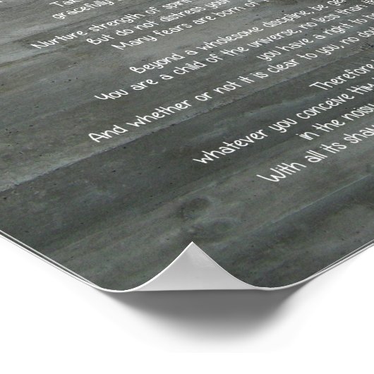 Desiderata "Desired Things" on Concrete Wall ポスター (角)