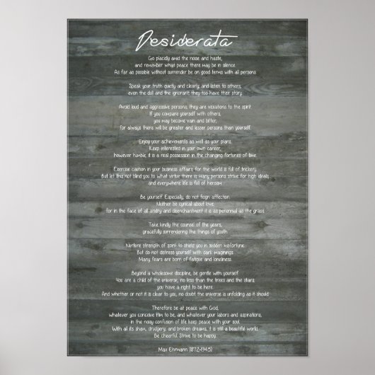 Desiderata "Desired Things" on Concrete Wall ポスター (正面)