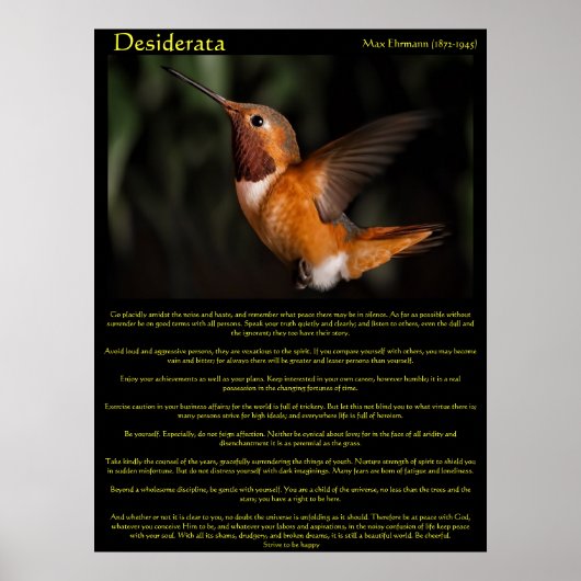 Desiderata Hummingbirdポスター2 ポスター (正面)
