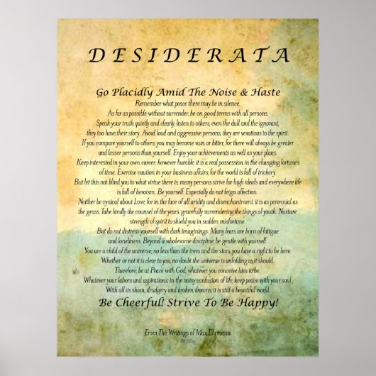 Desiderata on Green Forest抽象芸術水彩 ポスター (正面)