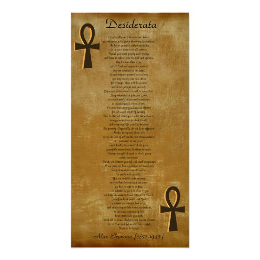Desiderata on parchment look background Ankh ポスター (正面)