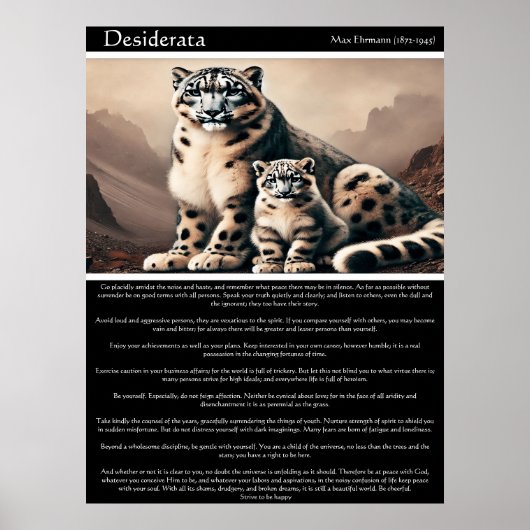 Desiderata:Peace Snow LeopardとCub ポスター (正面)