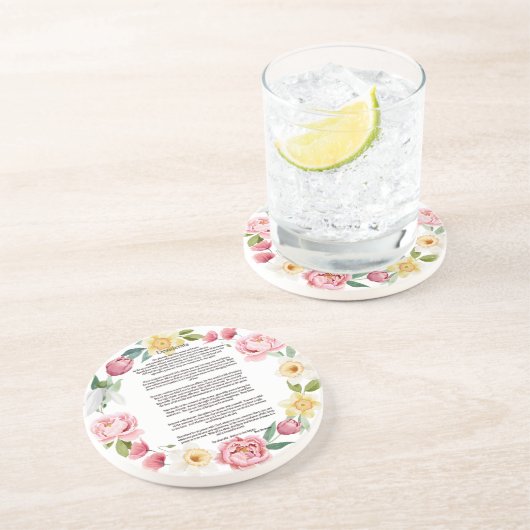 Desiderata PeoniesとDaffodils by Max Ehrmann コースター (側面)