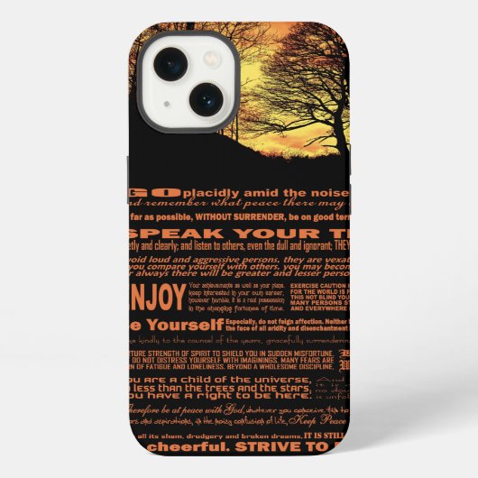 Desiderata Poem Evening Sunset Tree iPhoneケース (裏面)