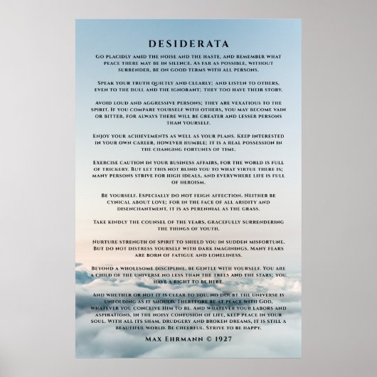 Desiderata Poem Poster Above the Cloud ポスター (正面)