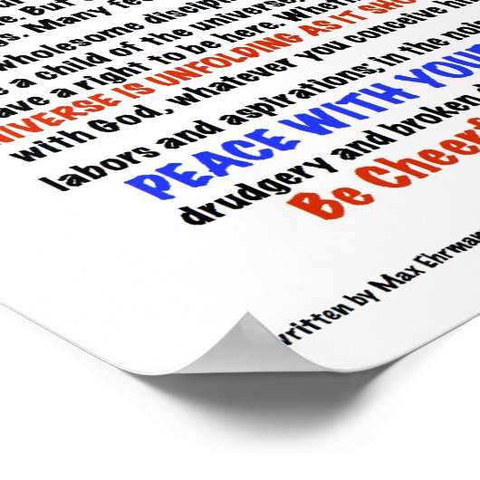 DESIDERATA Posal=Max Ehrmann=LIFE Version ポスター (角)