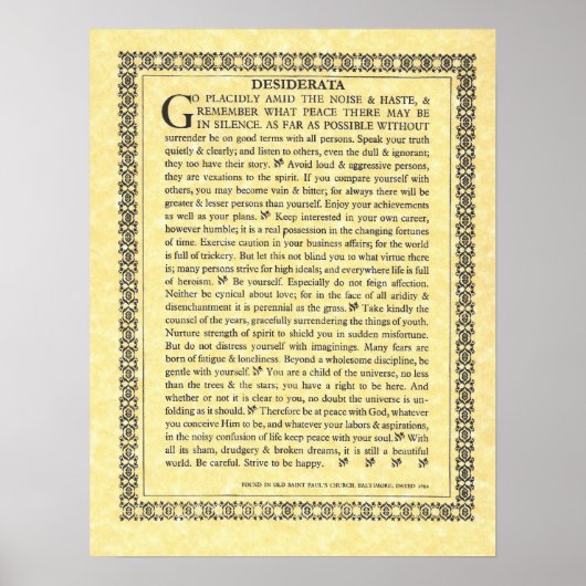 DESIDERATA Posal=Max Ehrmann=Parchment Collection ポスター (正面)