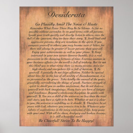 DESIDERATA Posal=Max Ehrmann=Parchment Collection ポスター (正面)