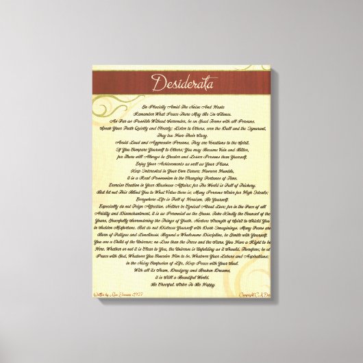 DESIDERATA Posal=Max Ehrmann=Woodgrain Canvas キャンバスプリント (正面)