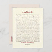 Desiderata Postcard | Desiderata Mini Art ポストカード (正面/裏面)