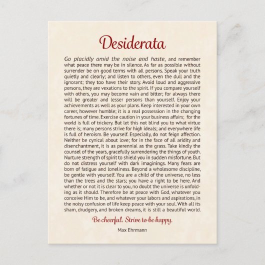 Desiderata Postcard | Desiderata Mini Art ポストカード (正面)