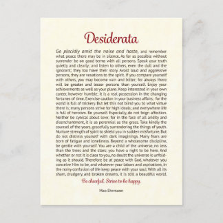 Desiderata Postcard | Desiderata Mini Art ポストカード