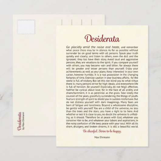 Desiderata Postcard | Desiderata Mini Art ポストカード (正面/裏面)