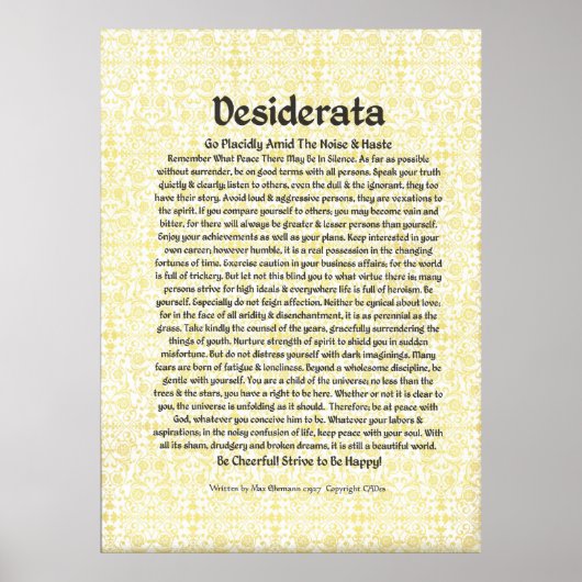 DESIDERATA Poster by Max Ehrmann MANY SIZES ポスター (正面)