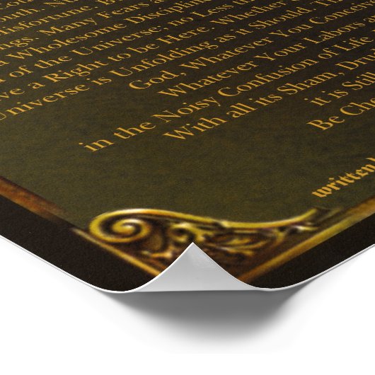 DESIDERATA Poster-Max Ehrmann-11x17-Gold Baroque ポスター (角)
