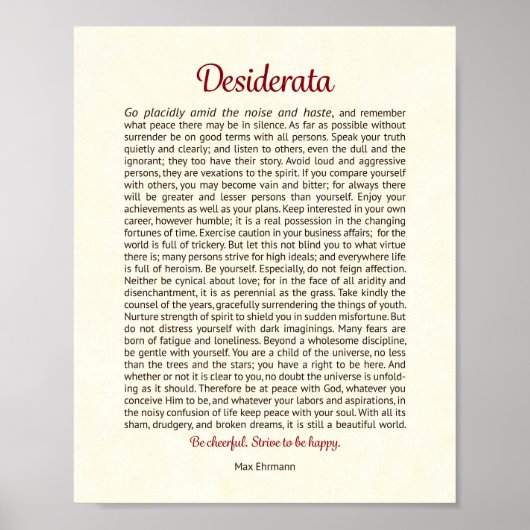 Desiderata Print | Desiderata Art ポスター (正面)