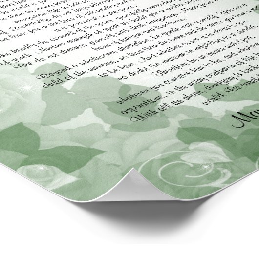 Desiderata" prose green floral ポスター (角)