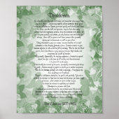 Desiderata" prose green floral ポスター (正面)