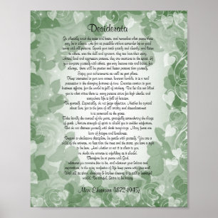 Desiderata" prose green floral ポスター
