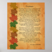 Desiderata prose on Fall leaves background ポスター (正面)