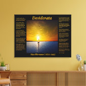Desiderata with Sailboat Sunset キャンバスプリント (インサイチュ (リビング))