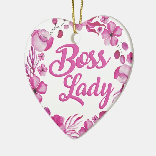 Designピンクの花いっぱいのボスの女性 セラミックオーナメント (左)