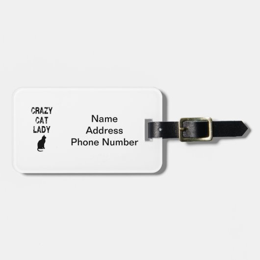 Design縦の熱狂するな猫の女性 ラゲッジタグ (正面横)