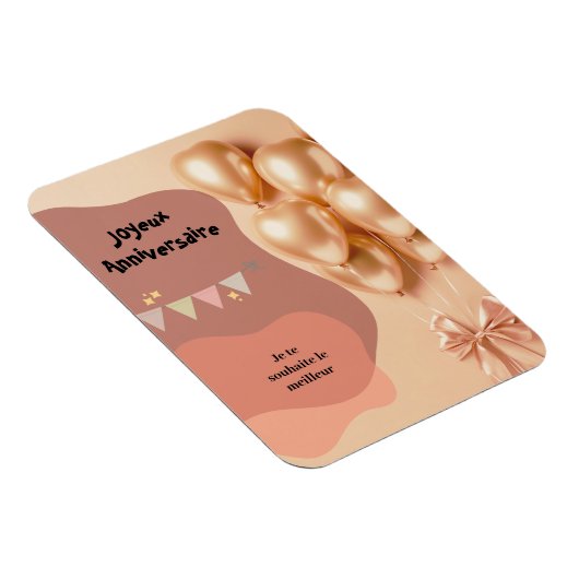 Design ballons dorés joyeux avec texte modifiable マグネット (右側)