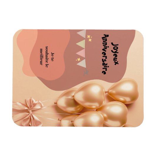 Design ballons dorés joyeux avec texte modifiable マグネット (横)
