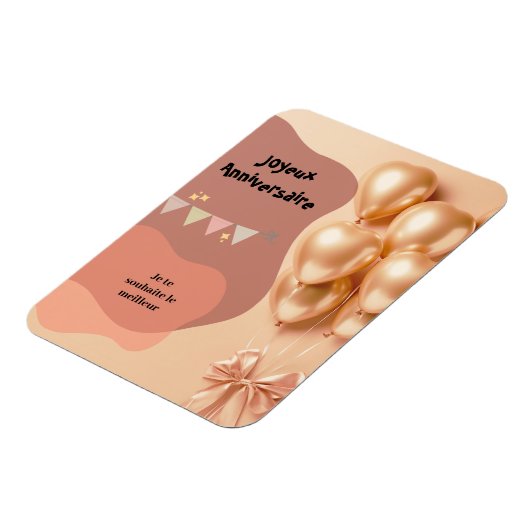 Design ballons dorés joyeux avec texte modifiable マグネット (左側)