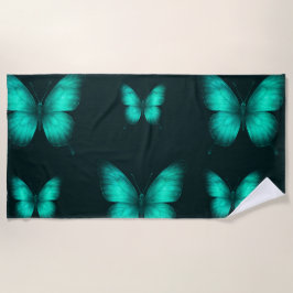 DESIGN BORBOLETAS VERDES Toalha de praia ビーチタオル