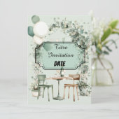 Design chic verdoyant avec titre et date modifiabl 招待状 (スタンド正面)