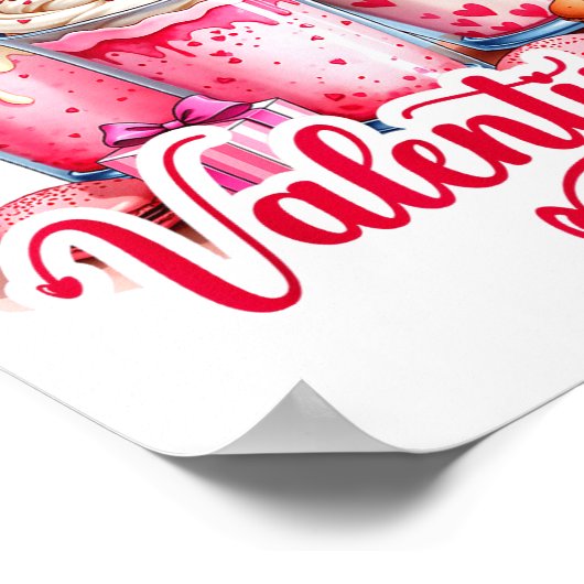 Design Coffee Is My Valentine Funny Lover  ポスター (角)