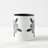 Design de Flor Pixelada com Folhas Esverdeadas マグカップ (中央)