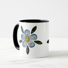 Design de Flor Pixelada com Folhas Esverdeadas マグカップ
