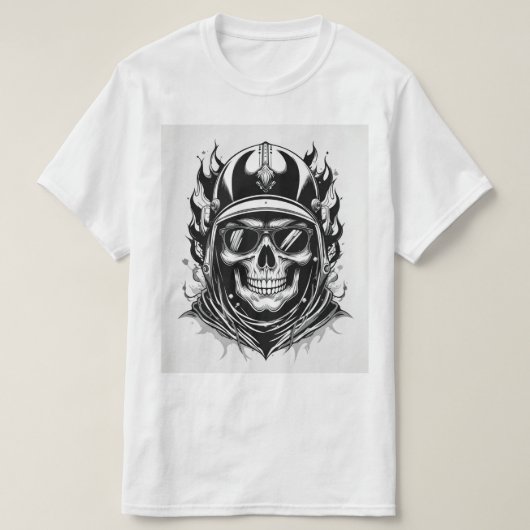 Design de motard tête de mort avec casque et lunet tシャツ (デザイン正面)