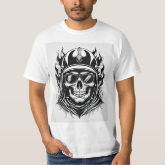 Design de motard tête de mort avec casque et lunet tシャツ