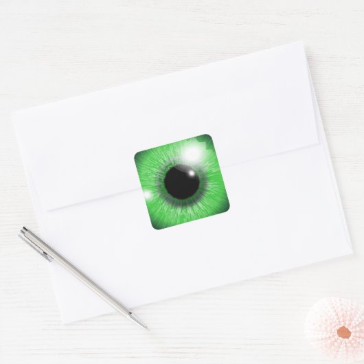 Design der grünen Augen スクエアシール (封筒)