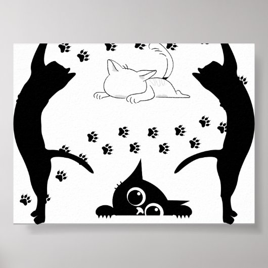 Design "Duo de Chats" – Style Épuré et Graphique ポスター (正面)