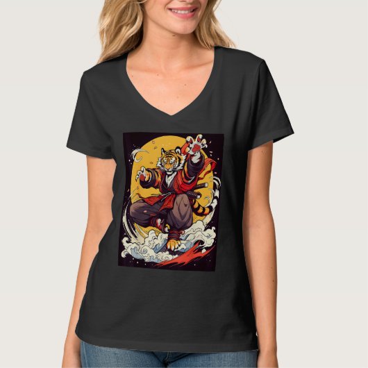 Design Featuring a Majestic Tiger in the World of  Tシャツ (正面)