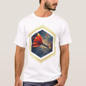 Design fléchette feu spatial cadre doré stylé tシャツ (正面)