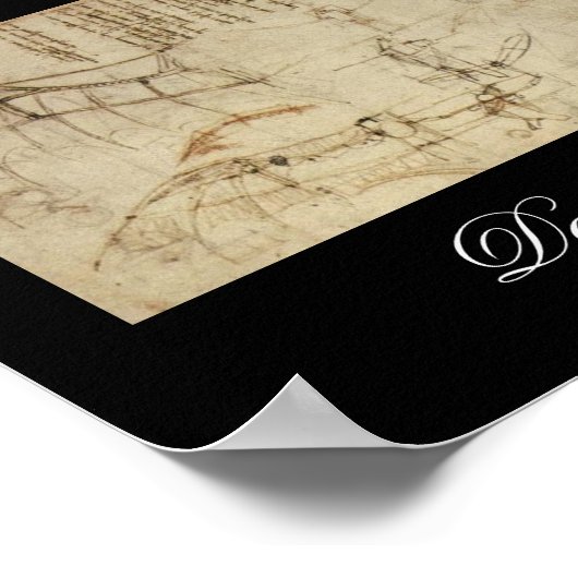 Design for a Flying Machine by Leonardo Da Vinci ポスター (角)